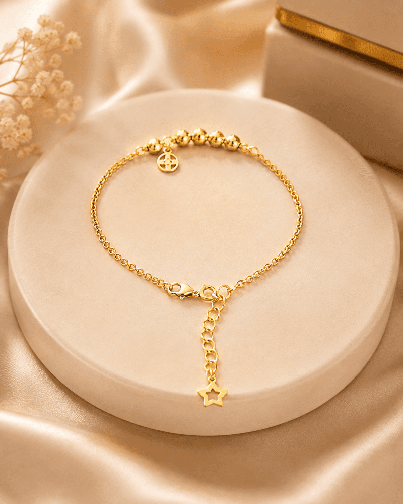 Lắc Tay Vàng Bi May Mắn Charm Ngôi Sao – Kim Tú — Vàng tây 10K
