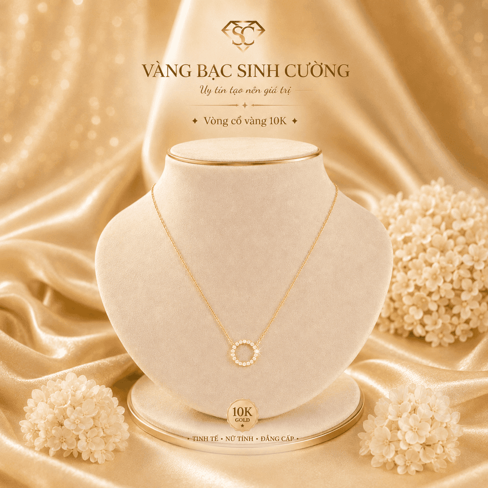 Vòng Cổ Nữ Vàng 10K Aurora Circle — Vàng tây 10K