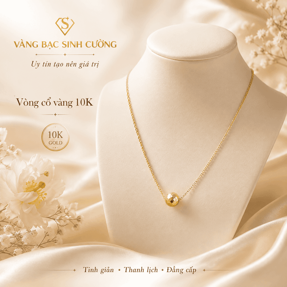 Vòng Cổ Vàng 10K Kim Cầu Tinh Giản — Vàng tây 10K