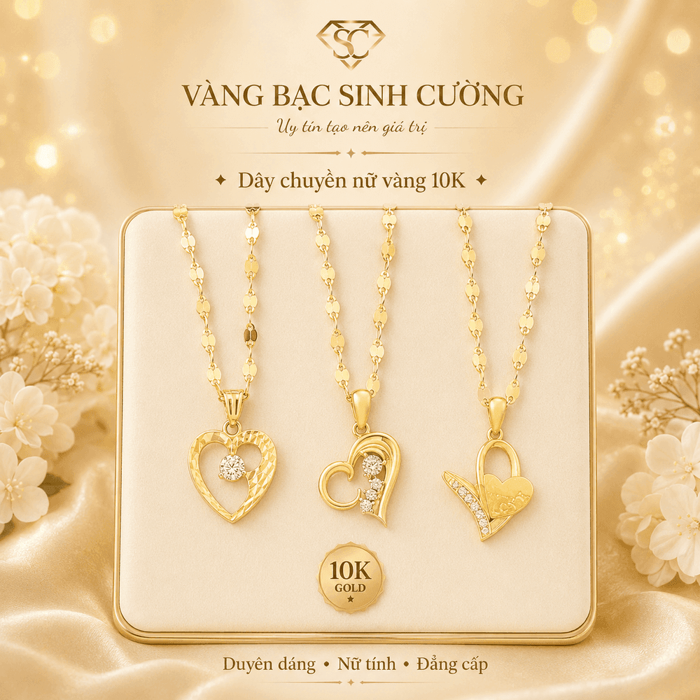 Bộ Sưu Tập Vòng Cổ Nữ Vàng 10K Trái Tim Yêu Thương — Vàng tây 10K