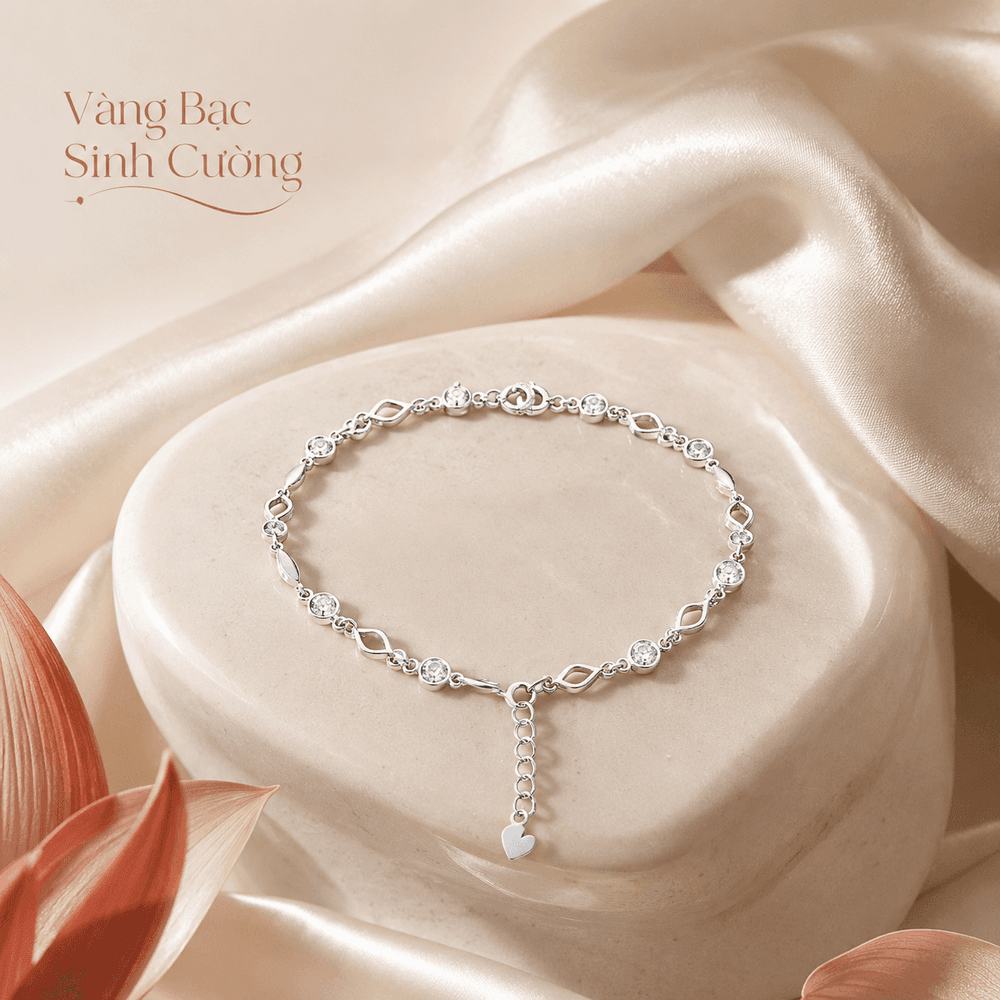 Lắc Tay Bạc Giọt Sương Ánh Ngọc — Bac