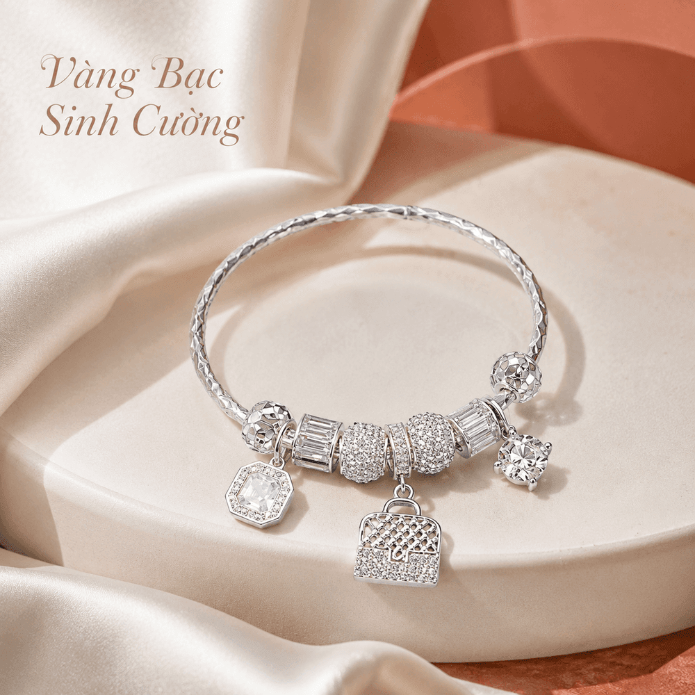 Vòng Tay Bạc 925 Charm Túi Xách – Elegant Lady — Bạc