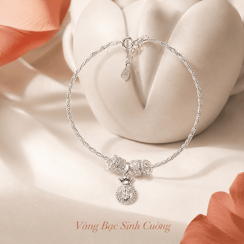 Vòng Tay Bạc 925 Charm Túi Tiền May Mắn – Lucky Fortune — Bạc