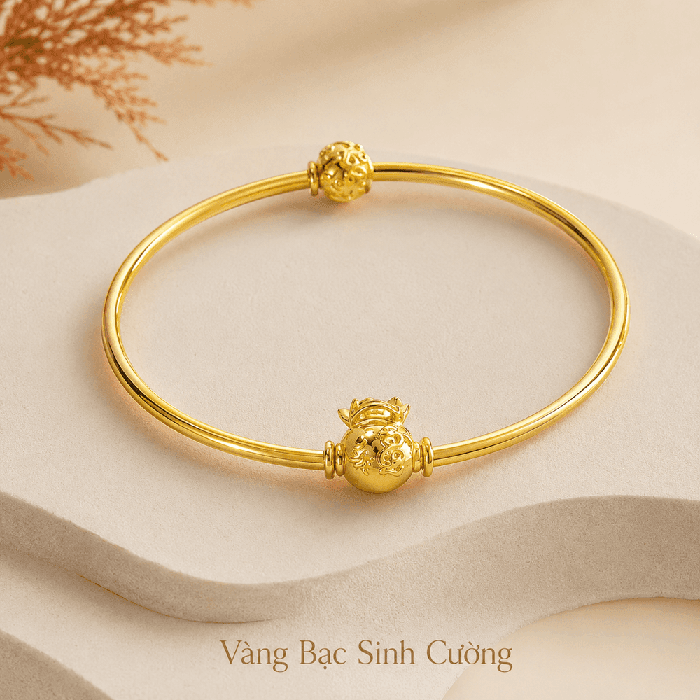 Vòng Tay Vàng 10K Charm Túi Tài Lộc – Lucky Fortune — Vàng tây 10K