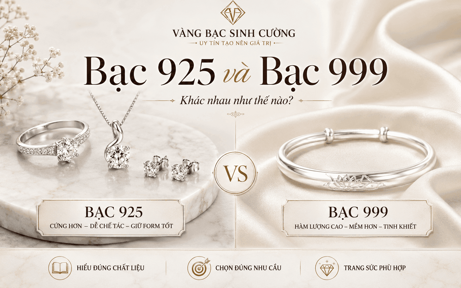 Bạc 925 và bạc 999 khác nhau thế nào?