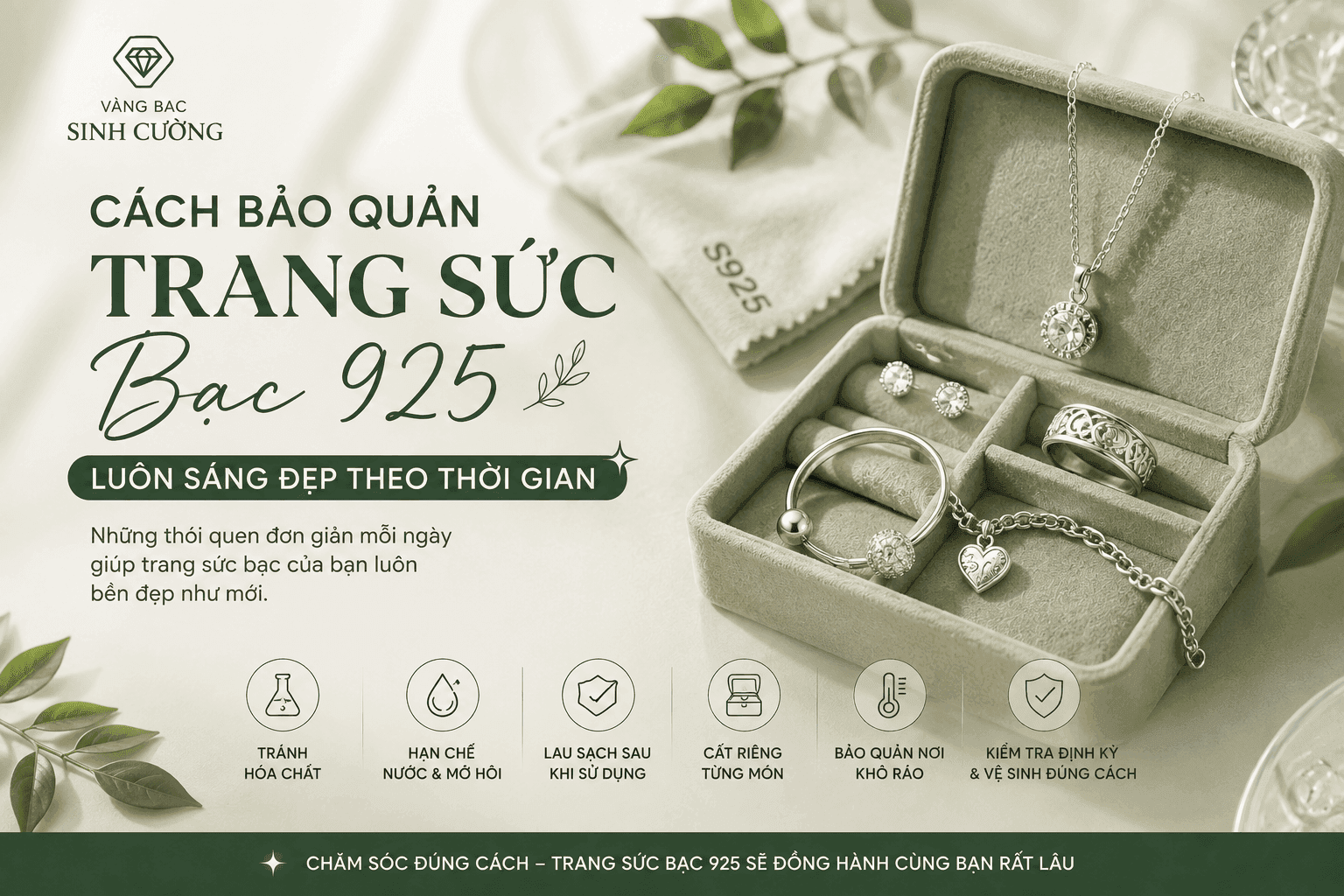 Cách bảo quản trang sức bạc 925